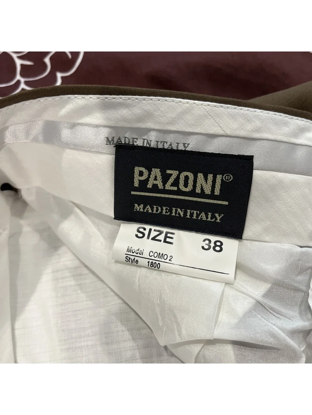 NWT PAZONI MENS DRESS PANTS TOBACCO BROWN WAIST 38 UNHEMMED MADE IN ITALY RP$195